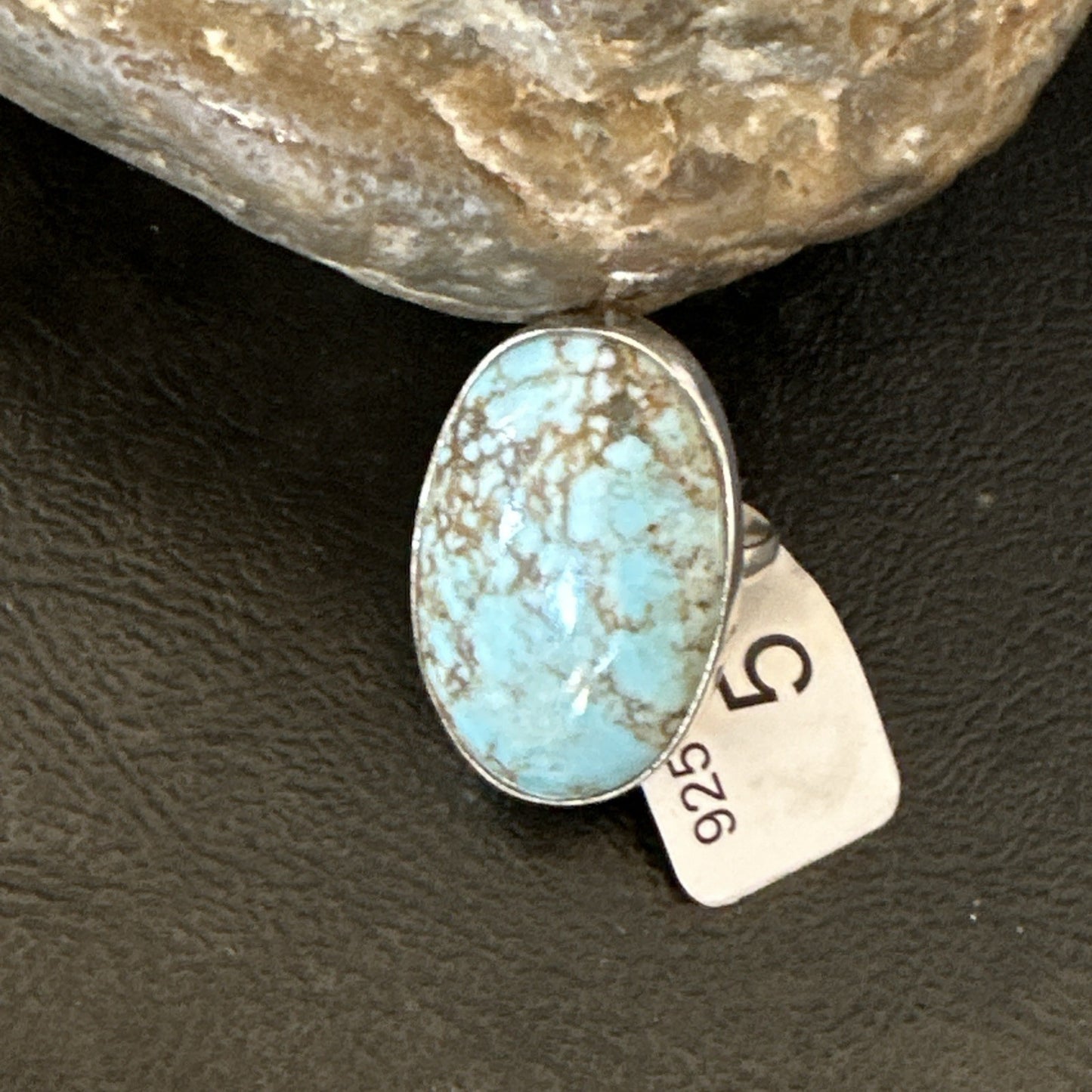 Blue Turquoise#8 Southwestern Sterling Silver Ring Size 5 19729