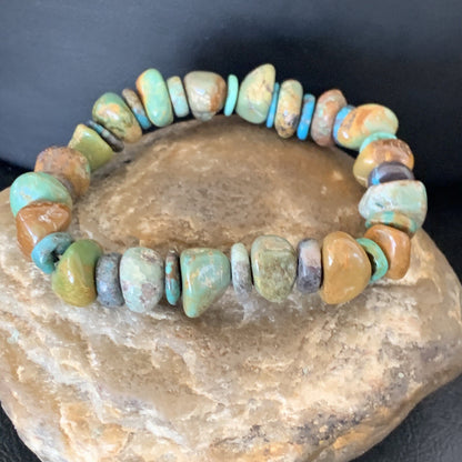 Womens Blue Green Turquoise Stretch Stone Friendship Bracelet 11822