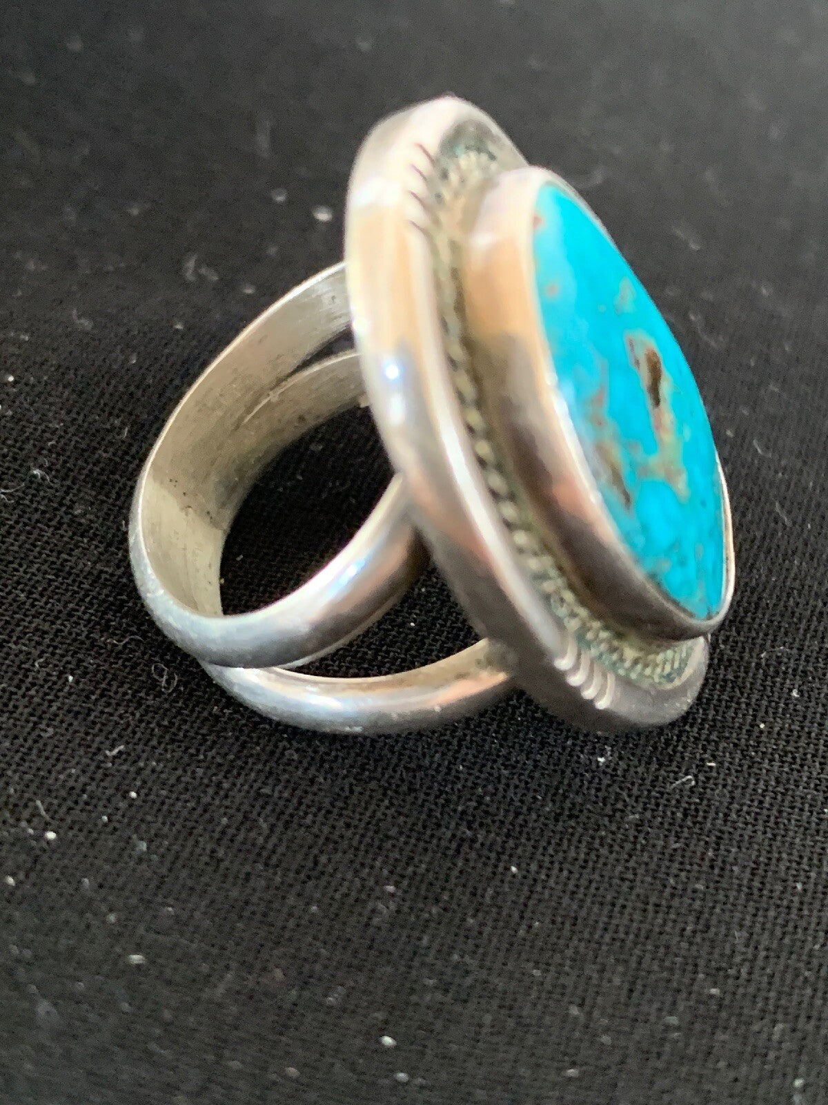 Native Kingman Turquoise Navajo Sterling Silver Old Pawn Ring Sz 4.5 4020