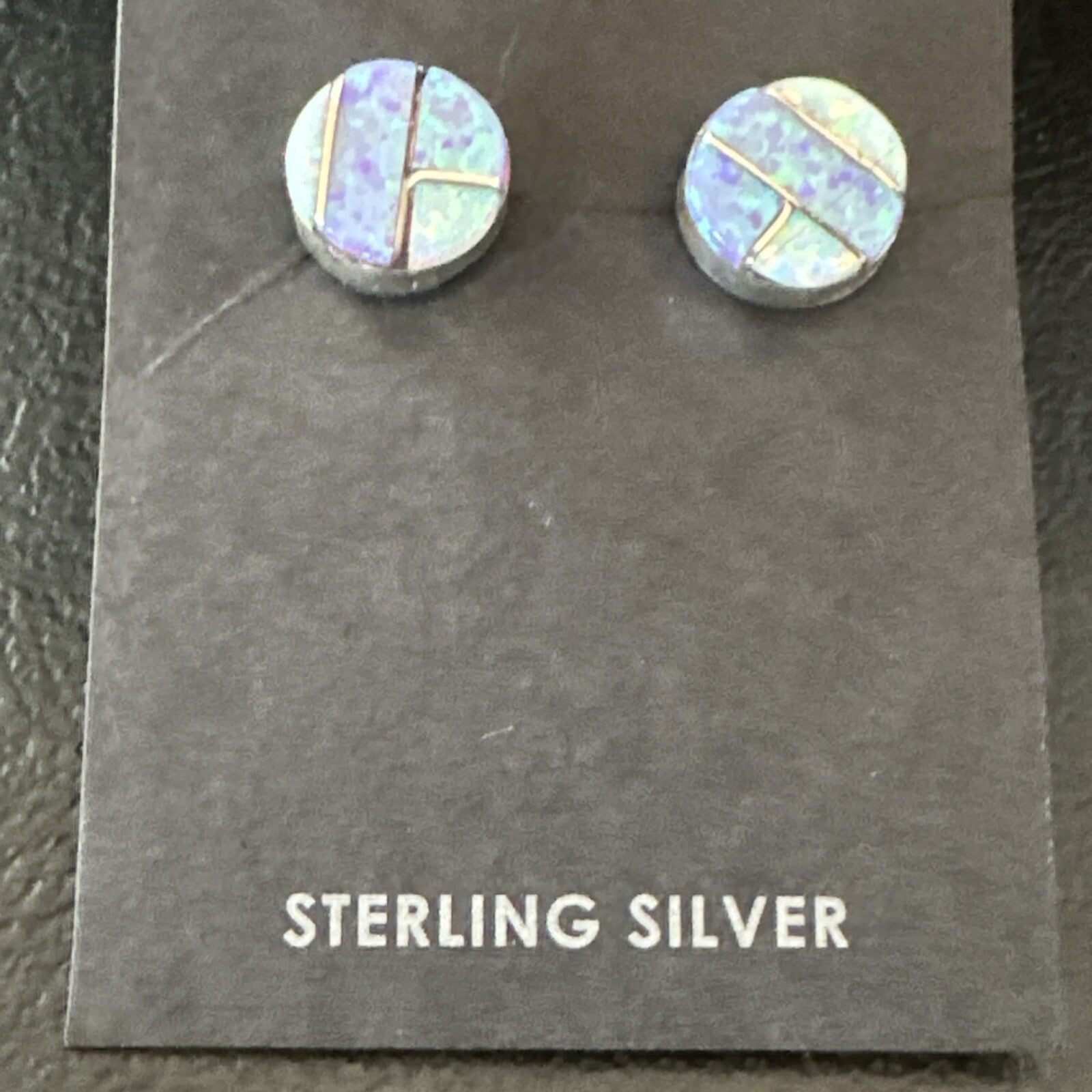 Multicolor Opal Navajo Handmade Sterling Silver Inlay Post Earrings 18719