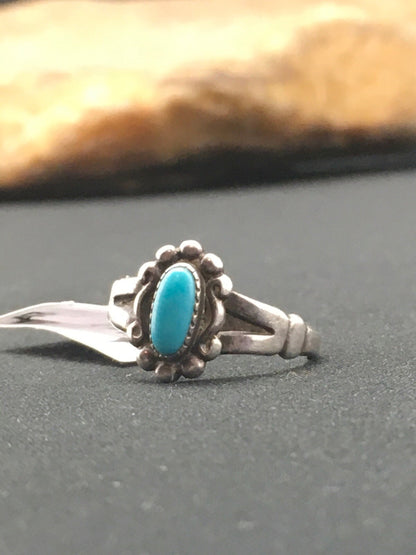 Native American Blue Turquoise Navajo Sterling Silver Ring Size 5.75 04447