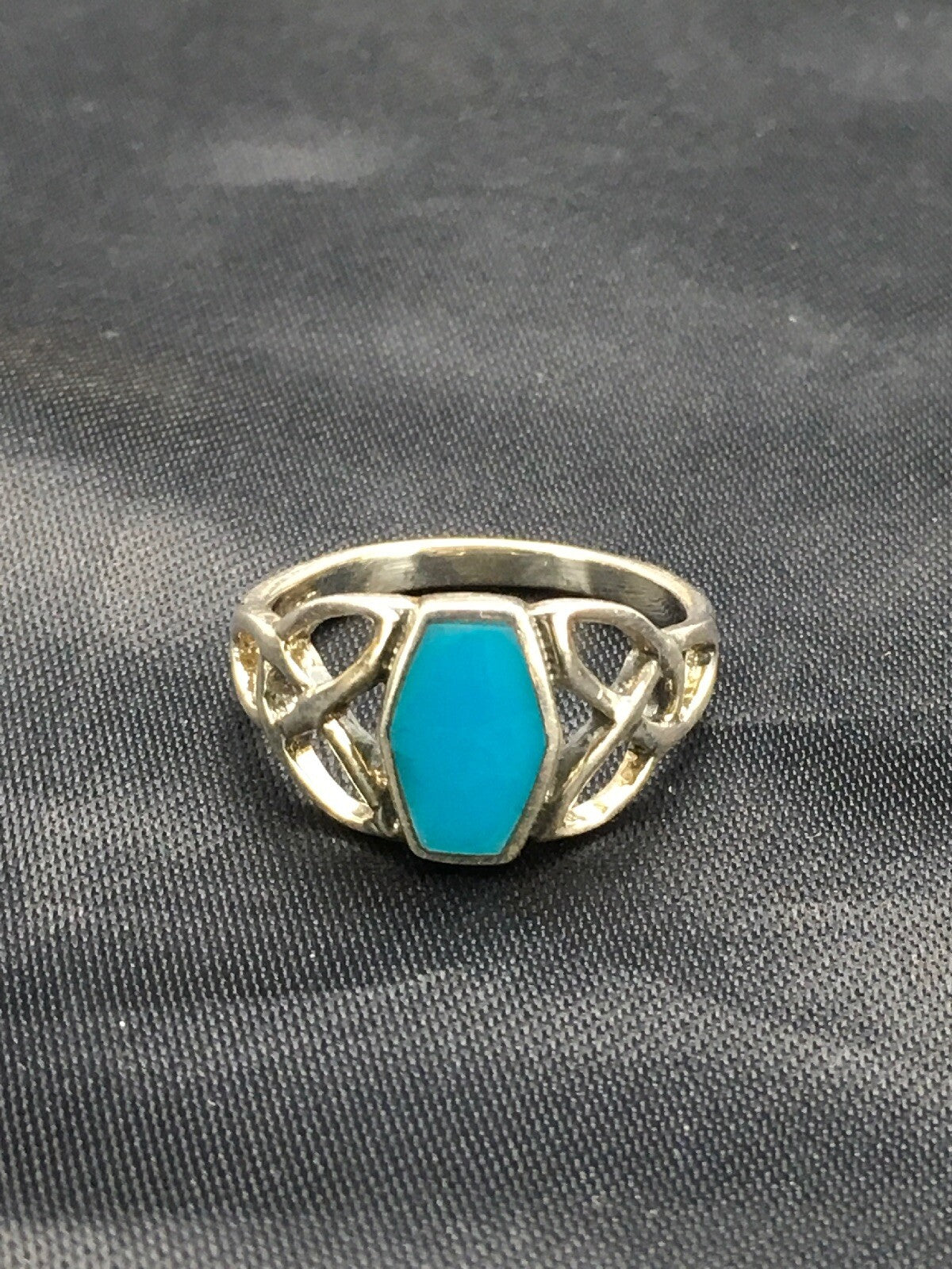 Blue Turquoise Navajo Sterling Silver Native American Ring Size 6.75 02951