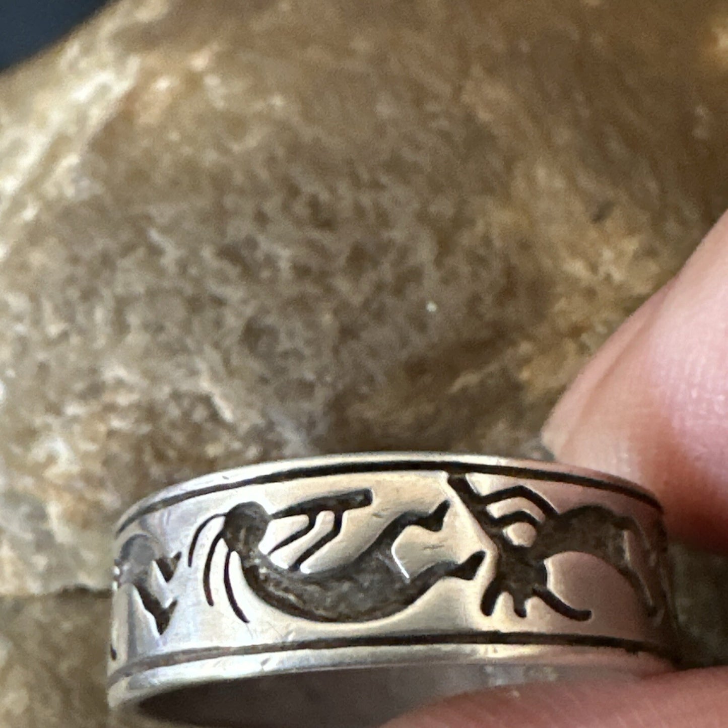Kokopelli Wedding Band Navajo Sterling Silver Ring Size 9.5 17971