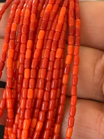 Apple Coral Tube Heishi Bead 10 Strand Navajo Sterling Silver Necklace 17” 4708