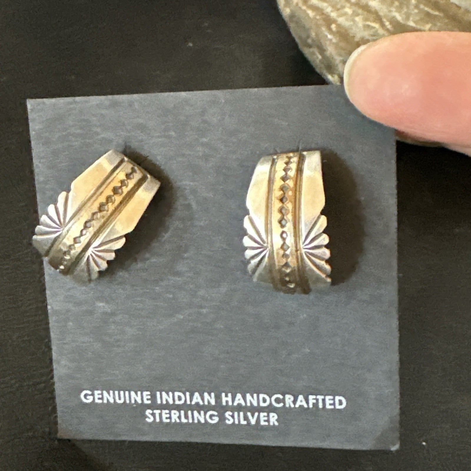 Old Pawn Navajo Stamped GF Sterling Silver Native American Earrings 19091