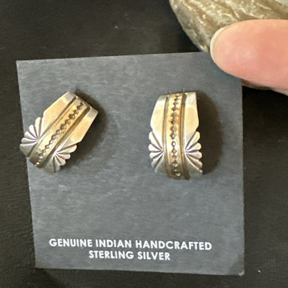 Old Pawn Navajo Stamped GF Sterling Silver Native American Earrings 19091