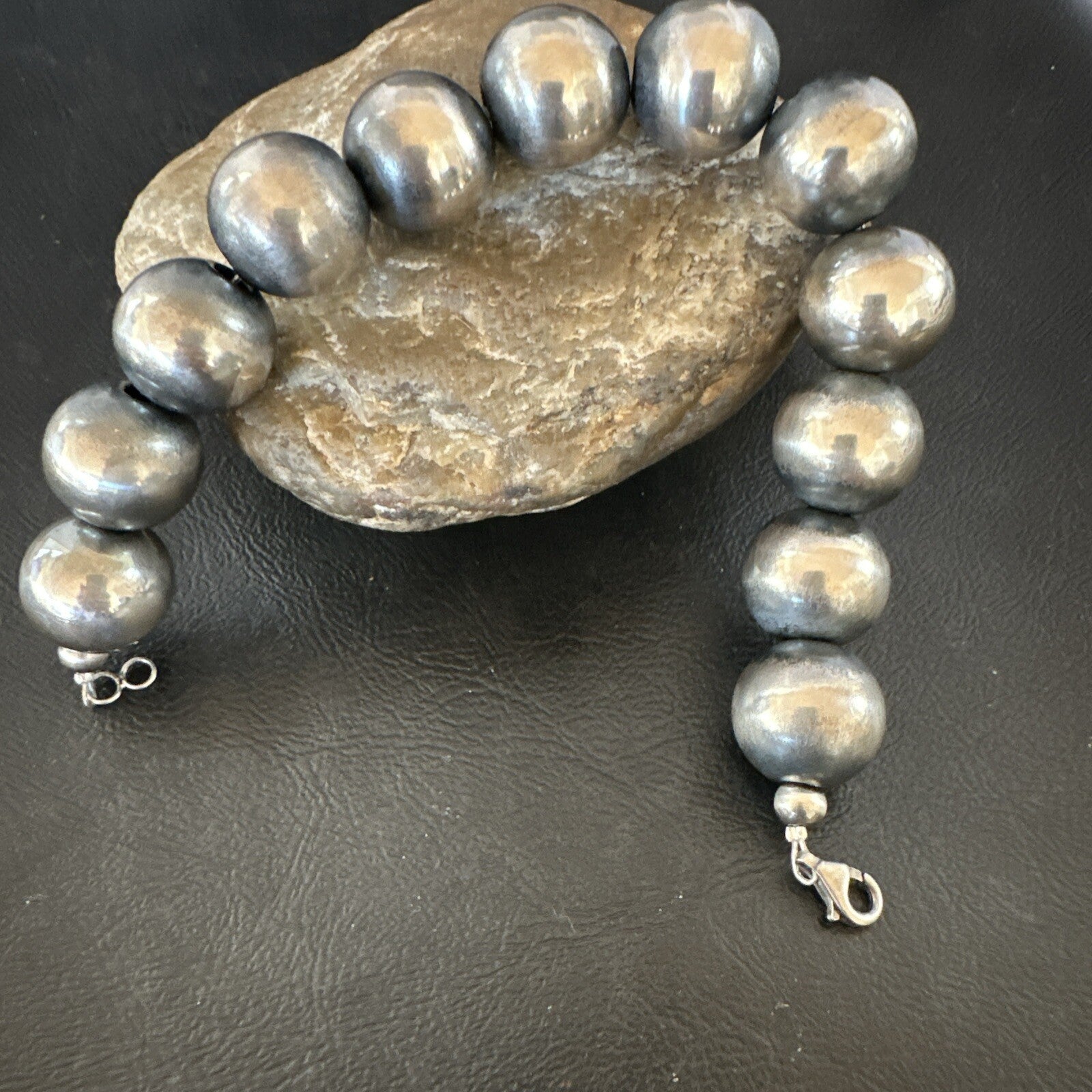 18mm Round Beads 8” Sterling Silver Beads Bracelet 91808