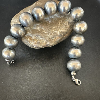 18mm Round Beads 8” Sterling Silver Beads Bracelet 91808