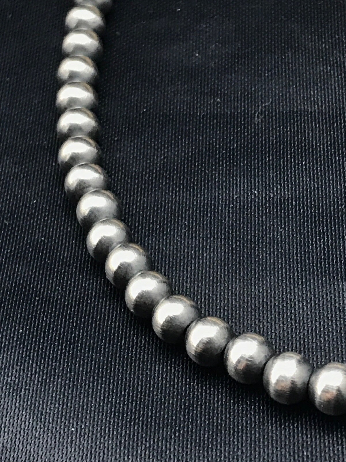 Native Children's Navajo 5 mm Sterling Silver Beads Necklace 12”