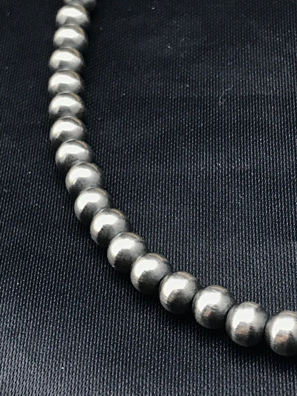 Native Children's Navajo 5 mm Sterling Silver Beads Necklace 12”