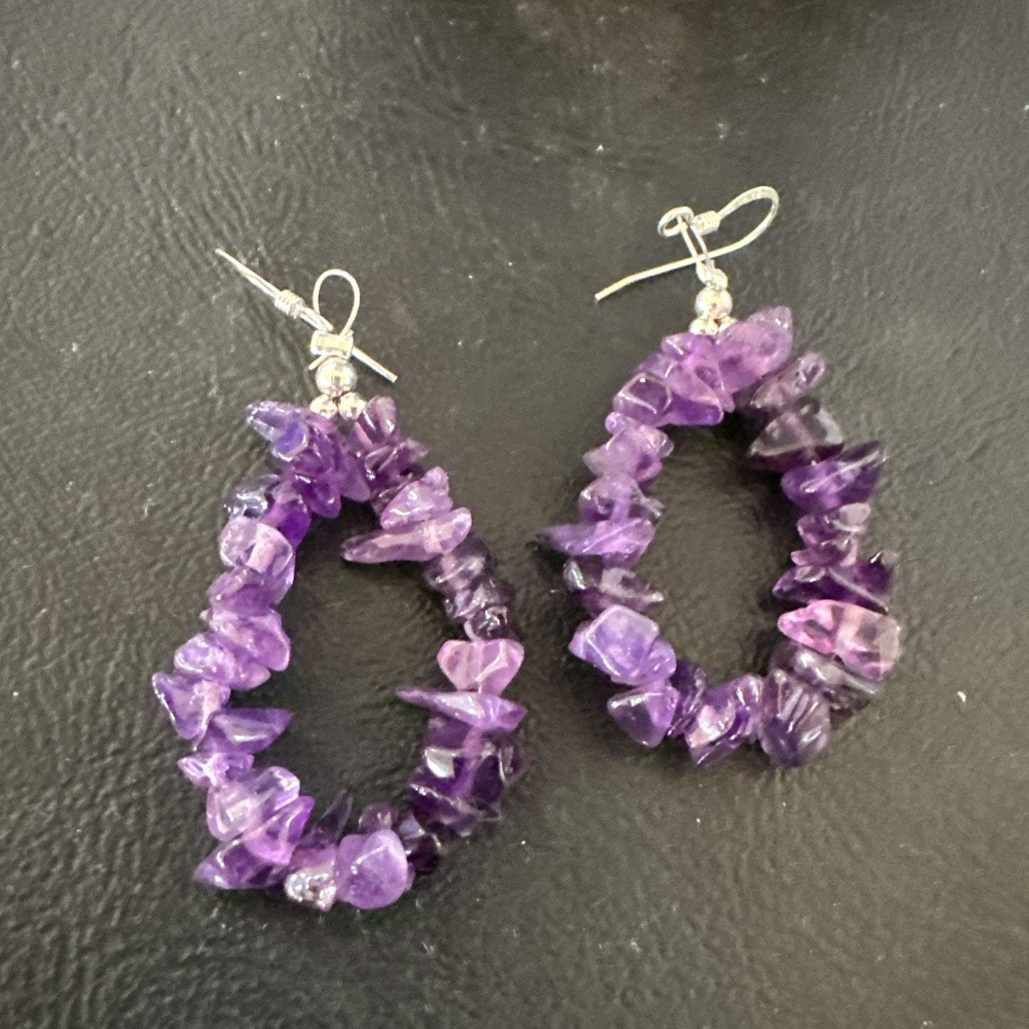 Purple Amethyst Nugget Bead Sterling Silver 1" Earrings 19019