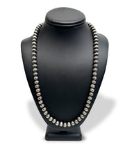 8mm Navajo Pearls 28"Hook Eye Cone Necklace | Sterling Silver | Authentic Native American Handmade