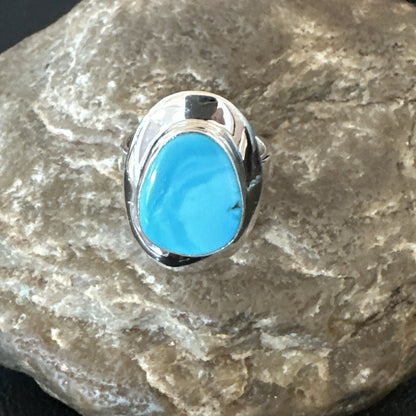 Southwestern Sterling Silver Blue Kingman Turquoise Ring Size 7 18504
