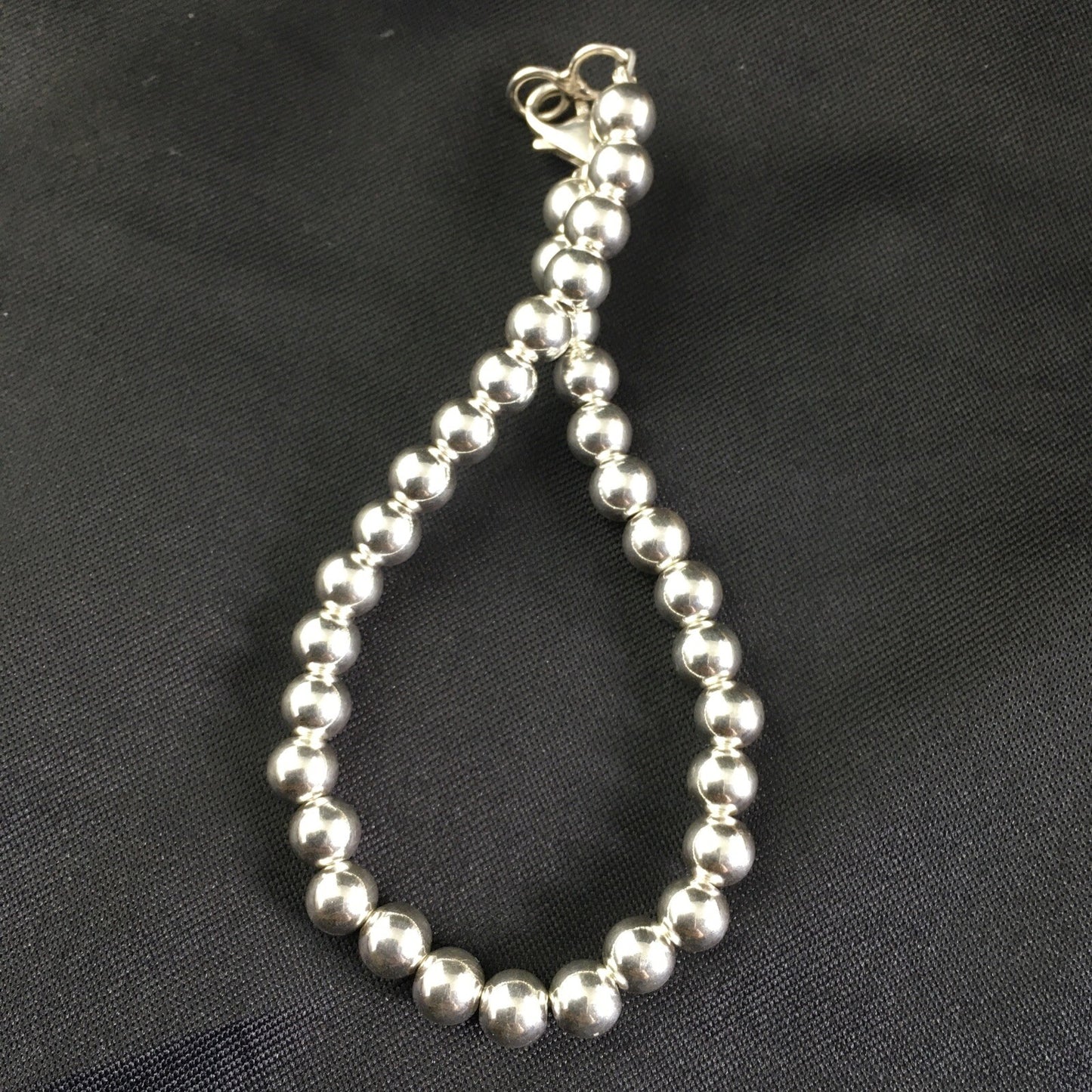 Native American Navajo 7.75” Sterling Silver Beads Bracelet 90108