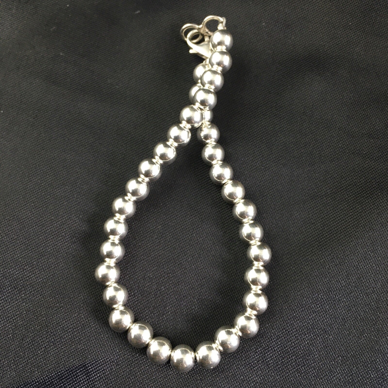 Native American Navajo 7.75” Sterling Silver Beads Bracelet 90108