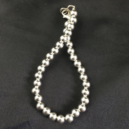 Native American Navajo 7.75” Sterling Silver Beads Bracelet 90108