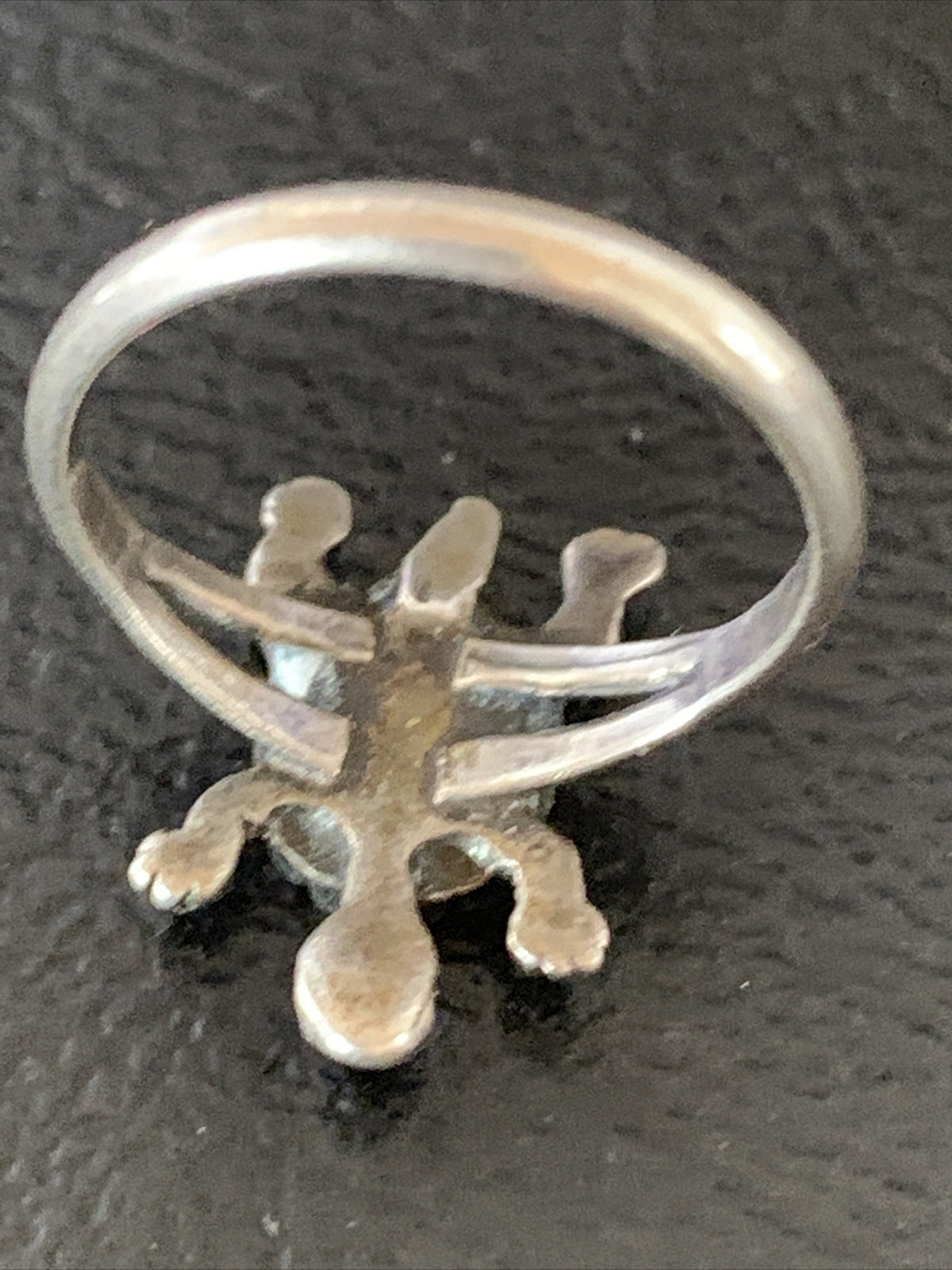 Blue Turquoise Navajo Sterling Silver Old Pawn Turtle Ring Size 4.5 10787