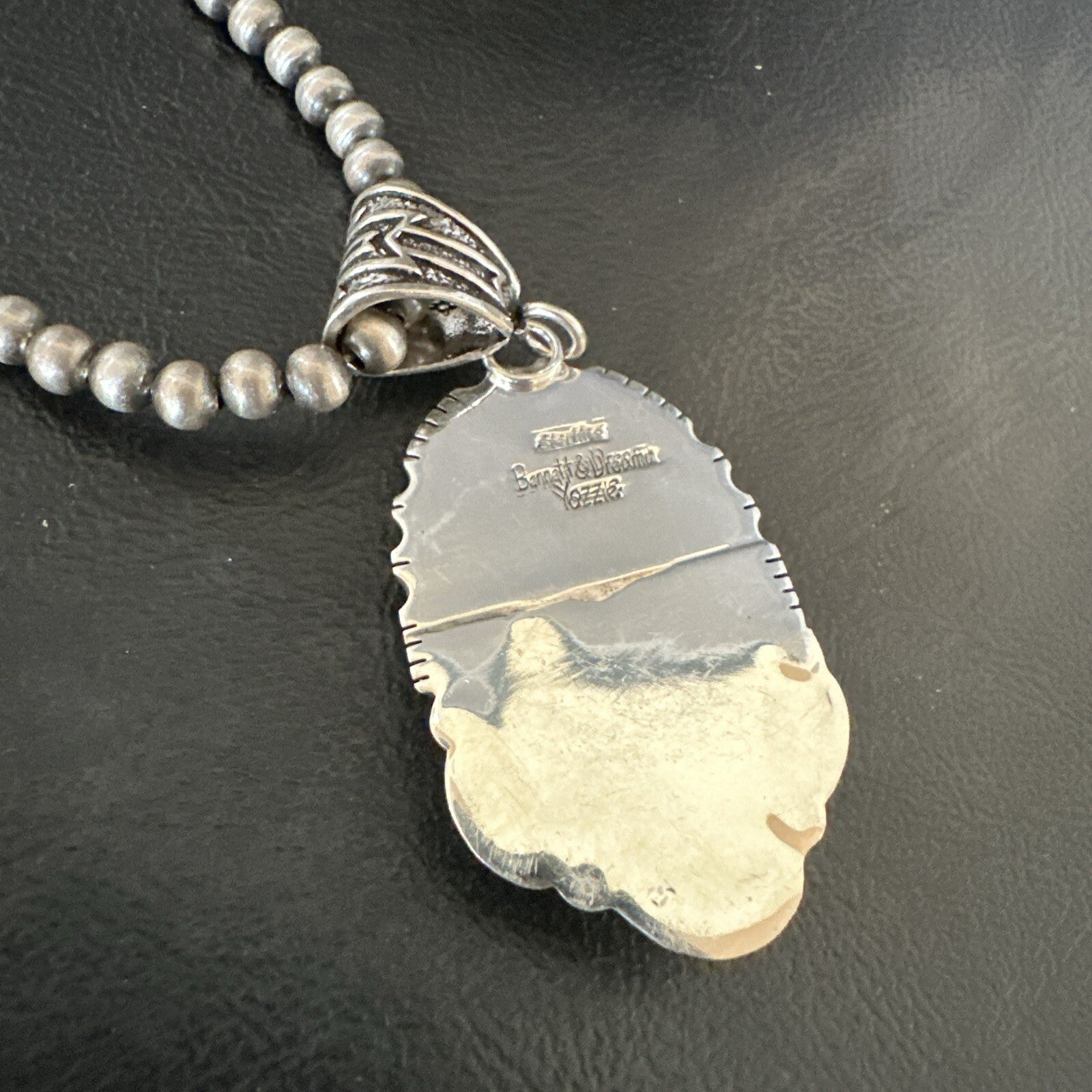 Wild Horse Turquoise Pendant Sterling Silver Beads Necklace 18023