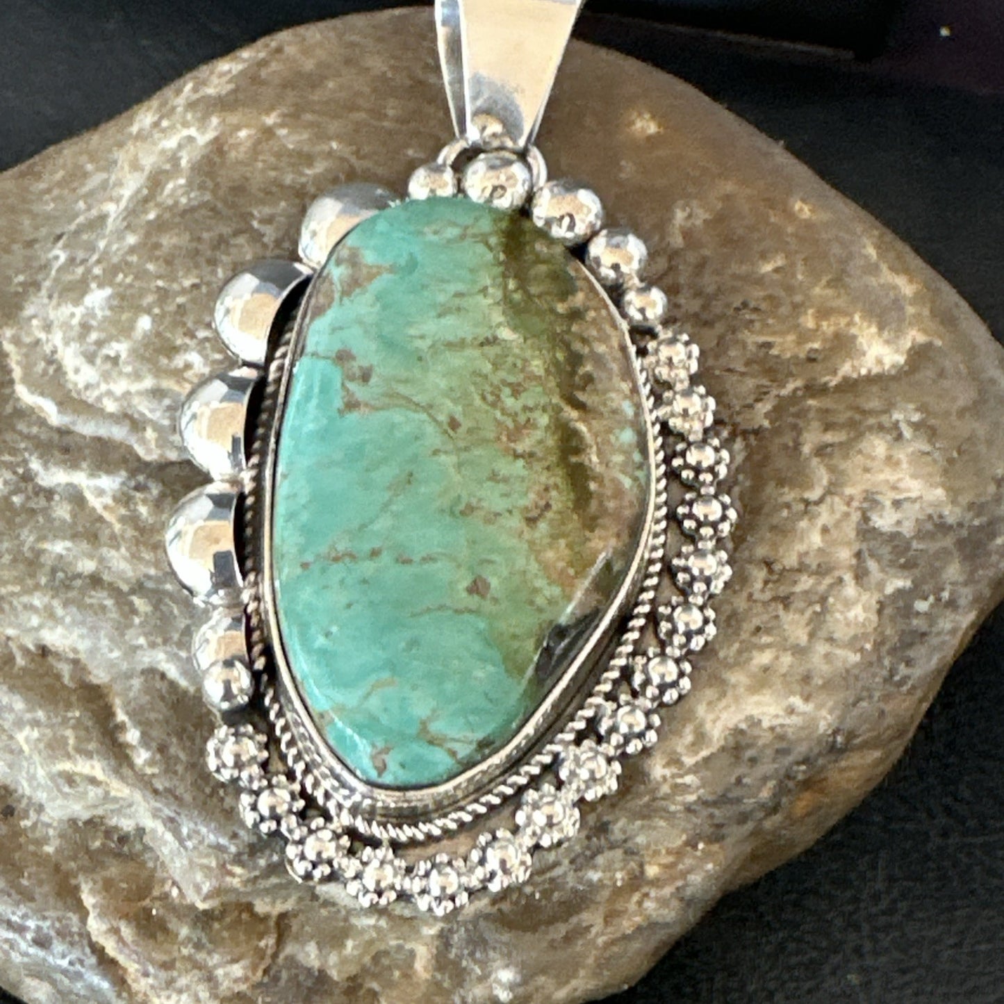 Men Women Green Royston Turquoise Pendant Navajo Sterling Yazzie 19523