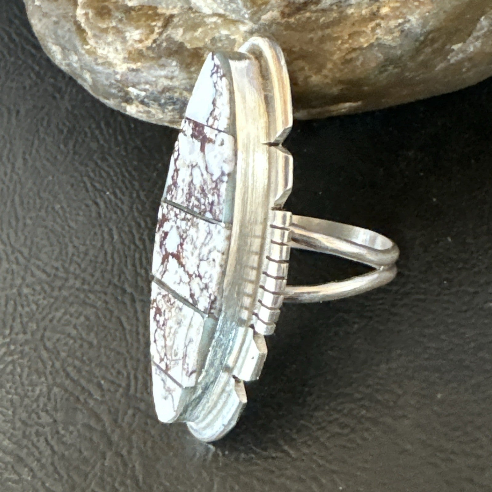 Mens Womens Wild Horse Turquoise Inlay Navajo Sterling Silver Ring Sz 9 19110