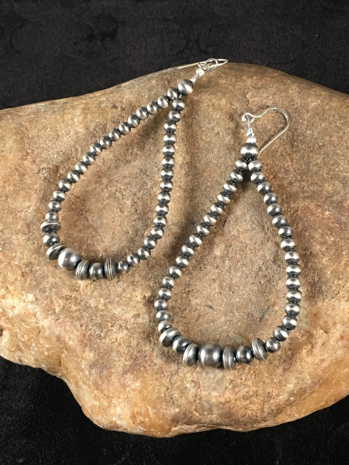 Native American Bead Sterling Silver Earrings 10091