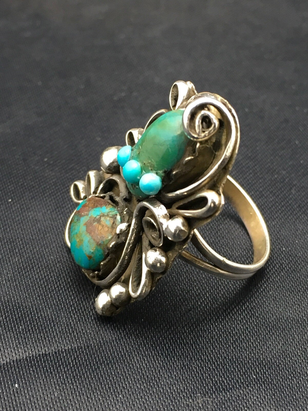 Turquoise Indian Navajo Sterling Silver Native American Ring Size 8.75 03182