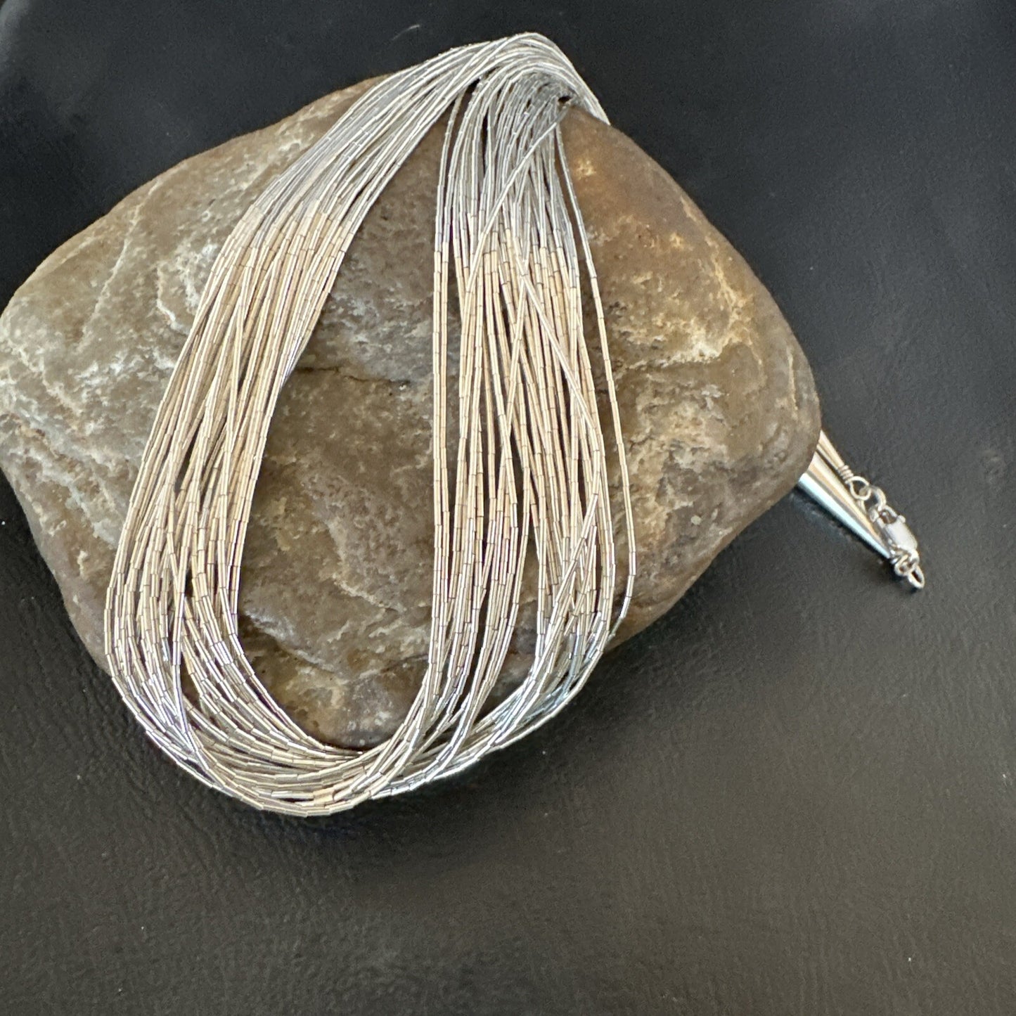 Silver Heishi Liquid All Sterling 30S Necklace 17" 17928