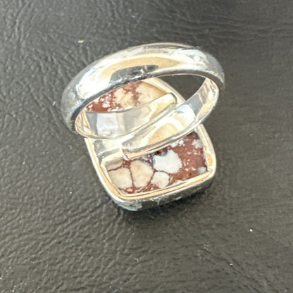 Mens Womens Wild Horse Turquoise Navajo Sterling Silver Ring Sz 8 17342