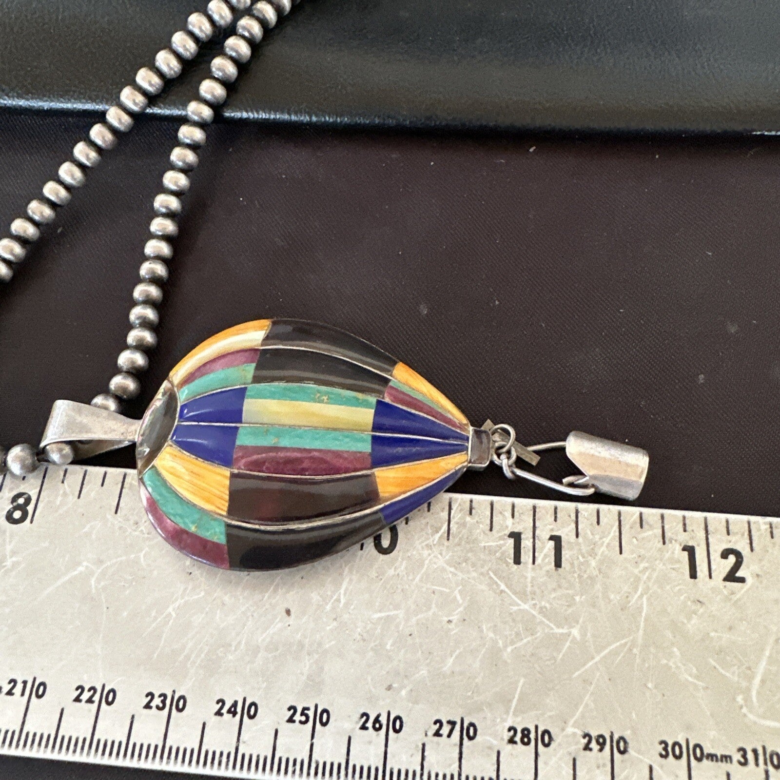 Balloon Multicolor Spiny Turquoise Pendant Navajo Sterling Silver Necklace 18757