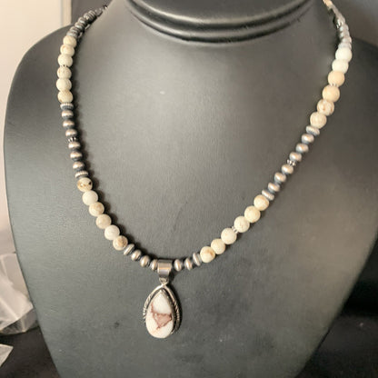 Native Navajo Pearls Purple Spiny Oyster Sterling Silver Necklace 4563