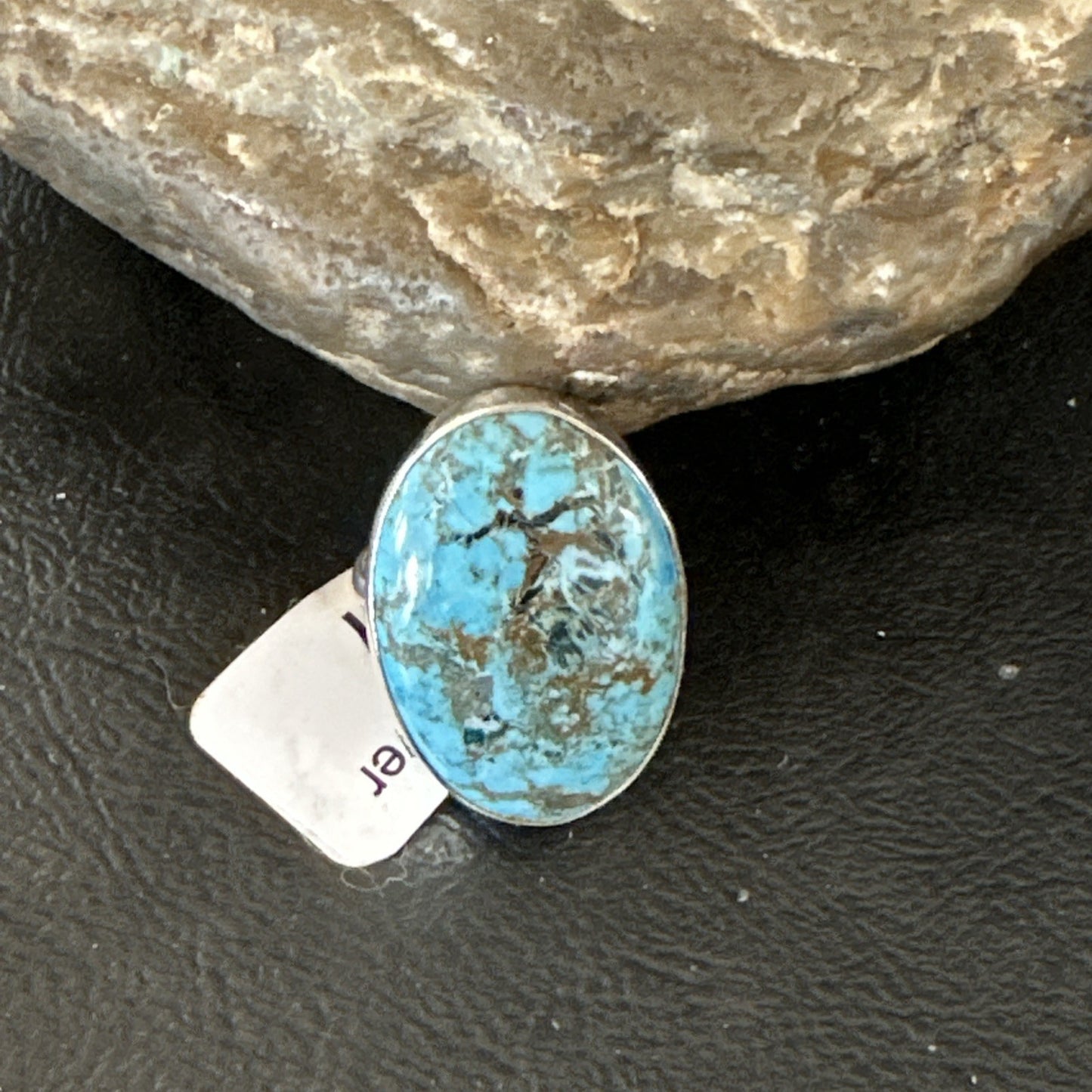 Blue Turquoise#8 Southwestern Sterling Silver Ring Size 7 19737