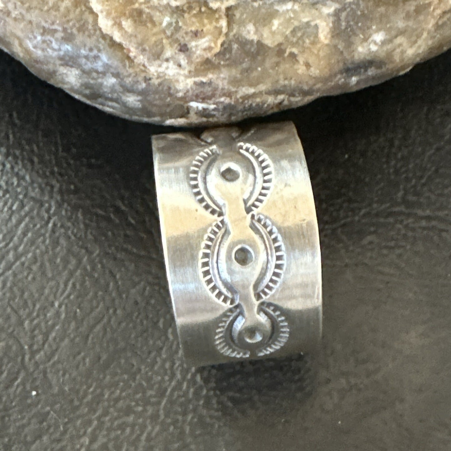 Mens  Wedding Wide Band Navajo Stamped Sterling Silver Ring Size 12 17998