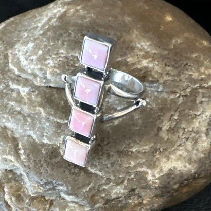 Gorgeous Square Pink Conch Cluster Ring Handmade Navajo Sz 8.5 18781