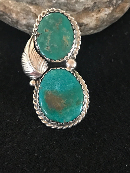 Apache Turquoise Navajo Sterling Silver Native American Ring Size 7 02891