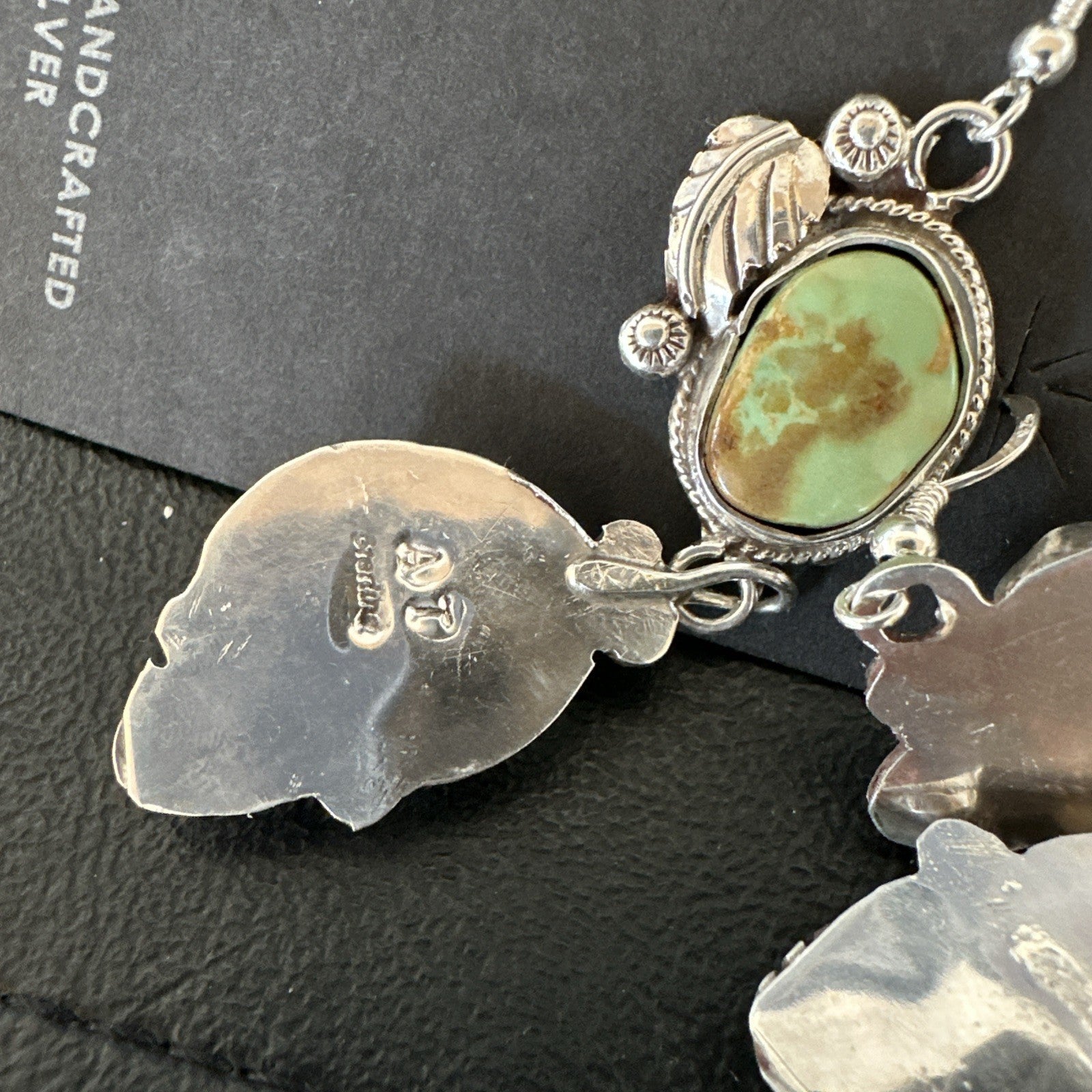 Green Royston Turquoise Navajo Sterling Silver Dangle Earrings 19600