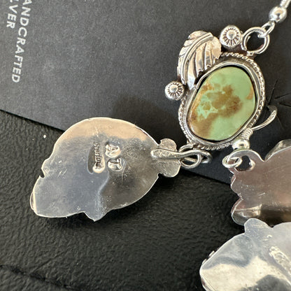 Green Royston Turquoise Navajo Sterling Silver Dangle Earrings 19600
