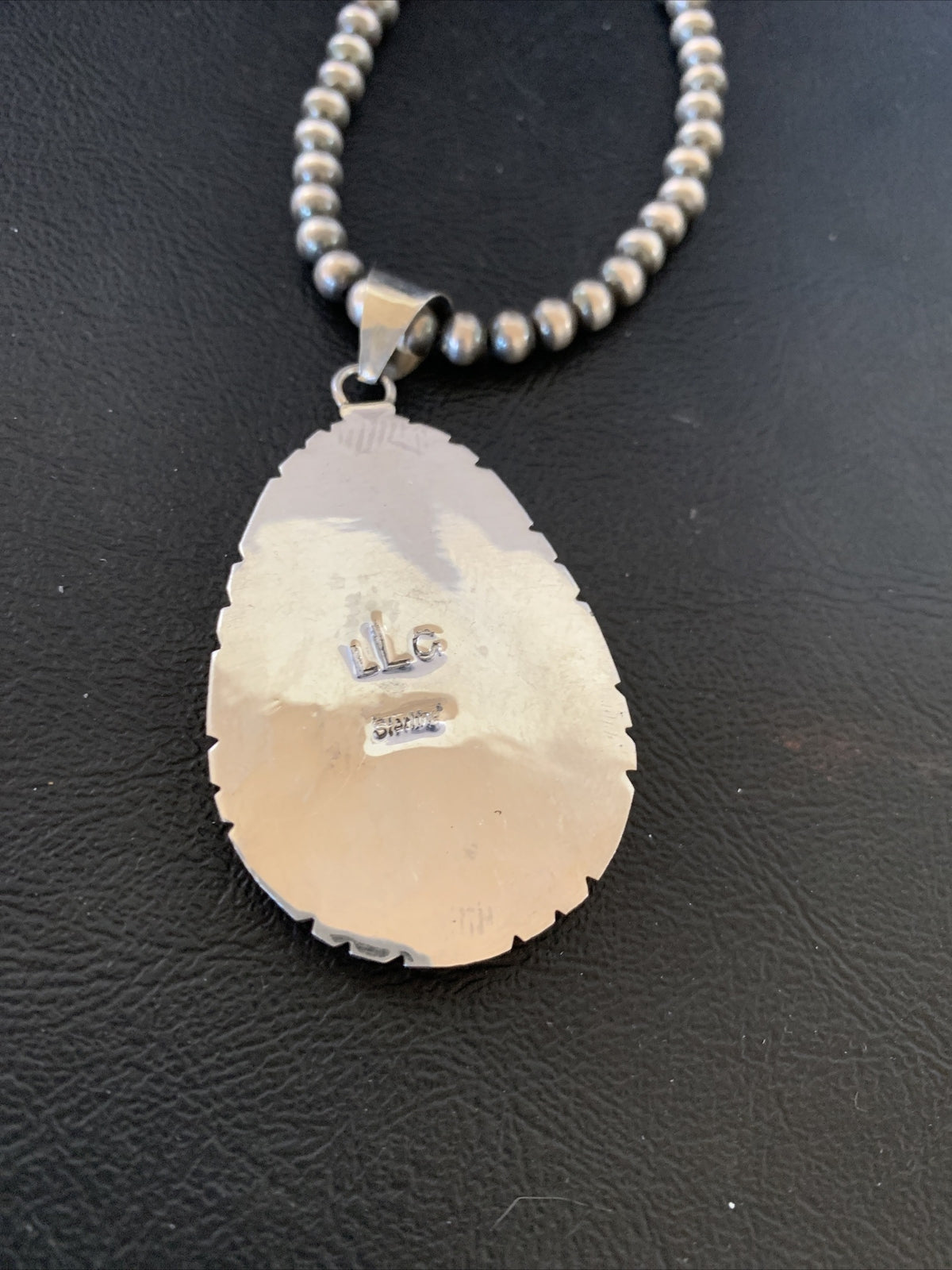 Turquoise Mother Of Pearl Coral Onyx Pendant Zuni Sterling Silver Necklace 12260