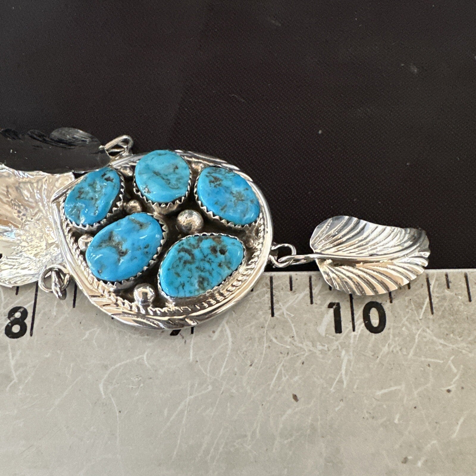Blue Kingman Turquoise Navajo Sterling Silver Cluster Pendant 18575