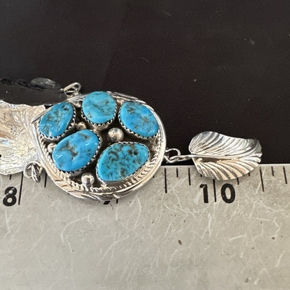 Blue Kingman Turquoise Navajo Sterling Silver Cluster Pendant 18575