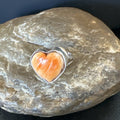 Orange Heart Ring Handmade Navajo Spiny Oyster Sz 7.5 | Sterling Silver | Authentic Native American Handmade | 19331