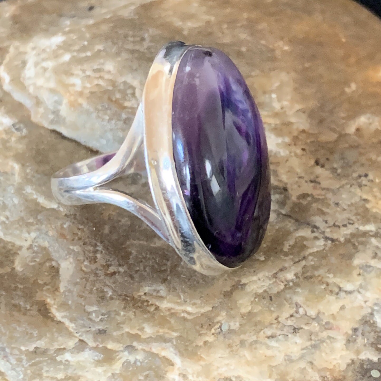 Purple Amethyst Navajo Sterling Silver Ring Size 8.5 12940