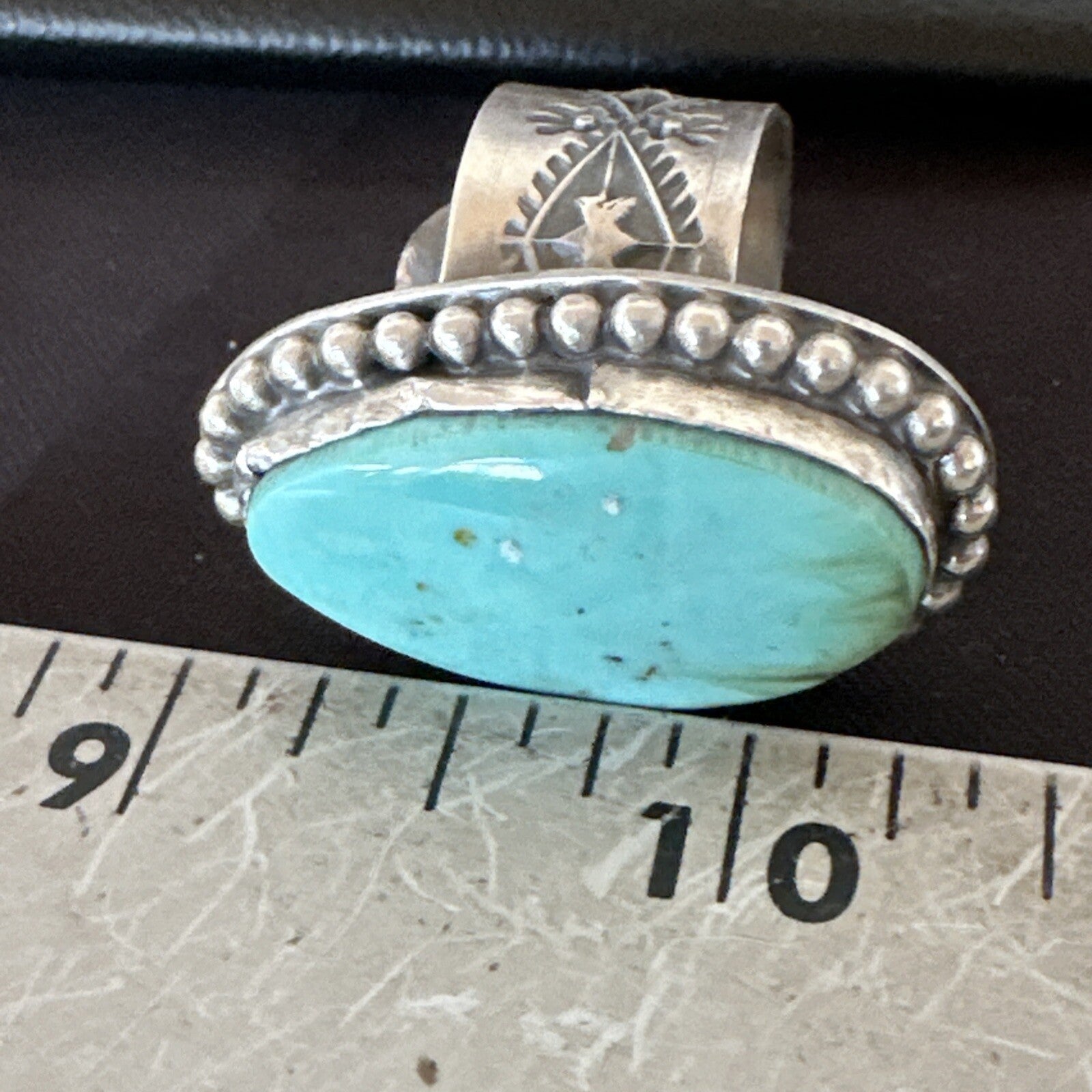 Navajo Sterling Silver Blue Green Turquoise Adjustable Ring Sz 10 18769