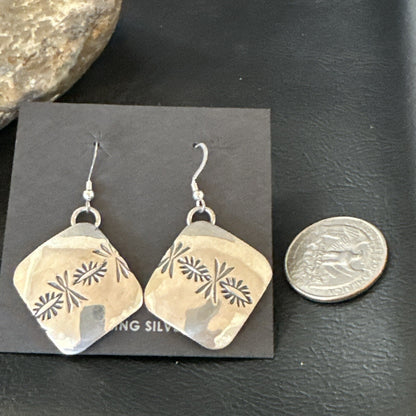 Native American Indian Navajo Stamped Sterling Silver Earrings Set 4754