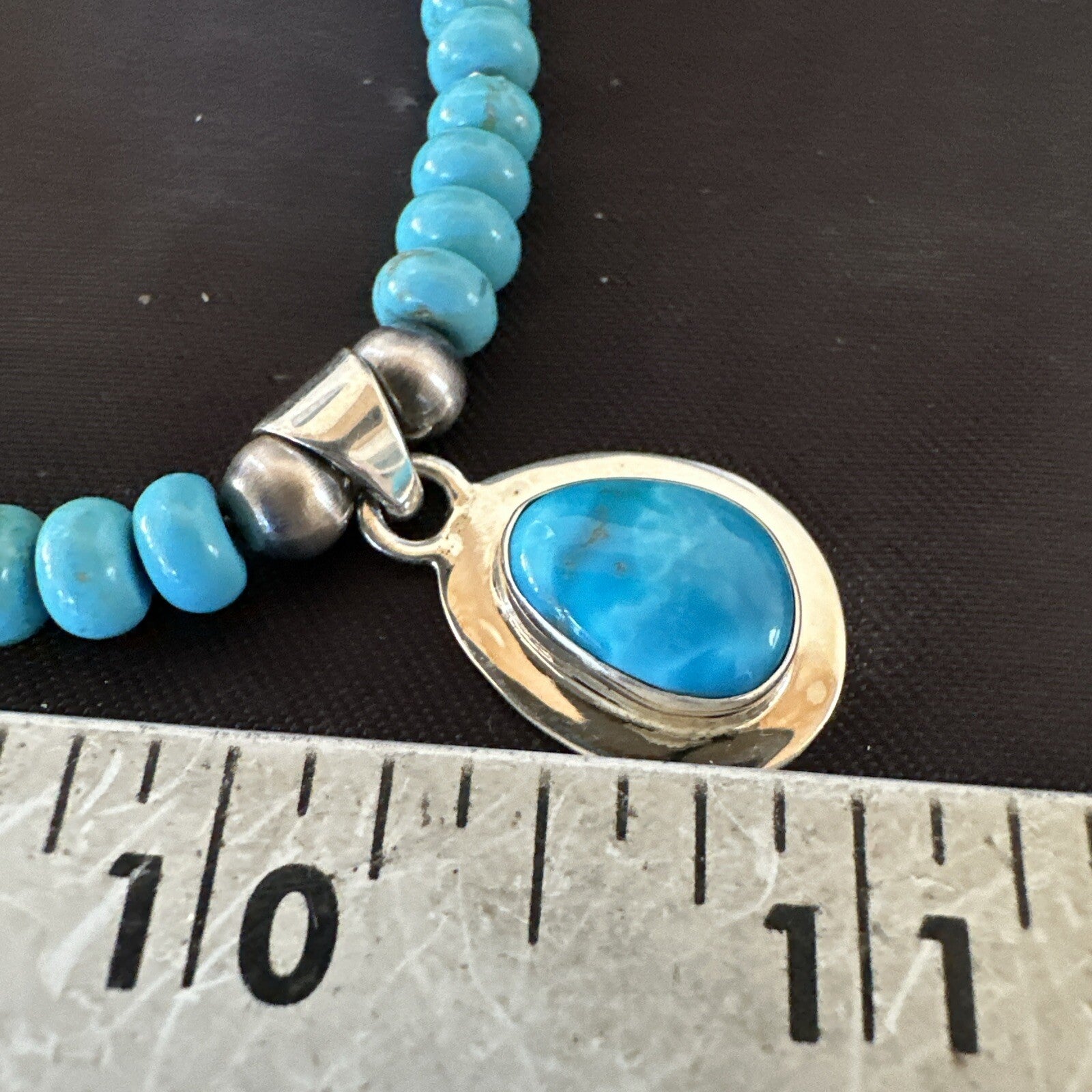 WoMens Blue Kingman Turquoise Pendant Navajo Sterling Silver Necklace 21" 18419