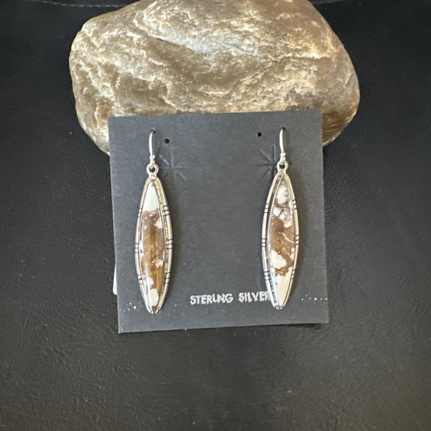 Native American Navajo Sterling Silver Wild Horse Turquoise Earrings 01377
