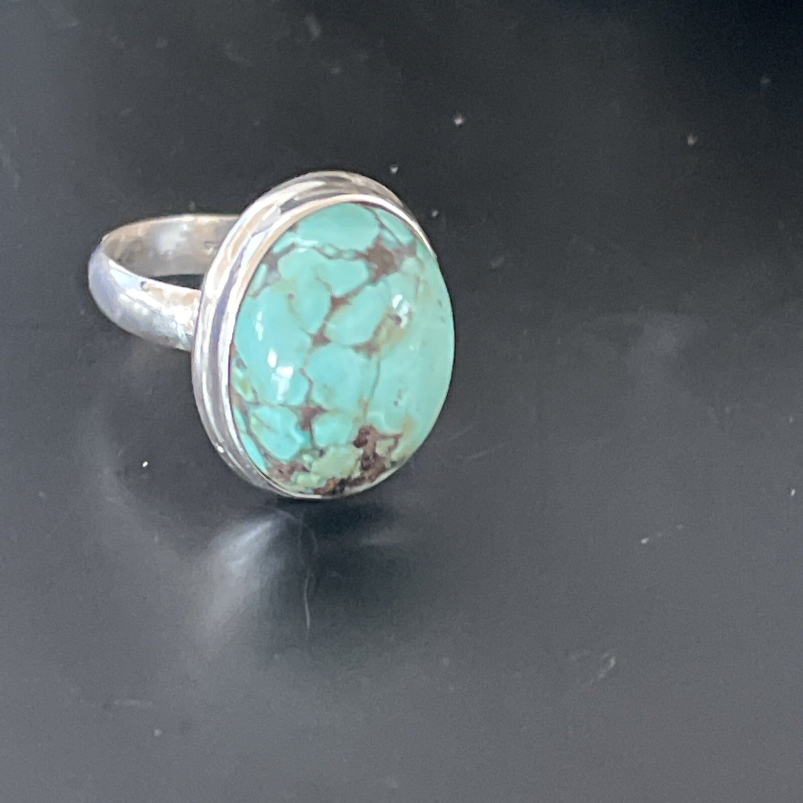 Blue Spiderweb Turquoise Navajo Sterling Silver Ring Size 6.5 11439