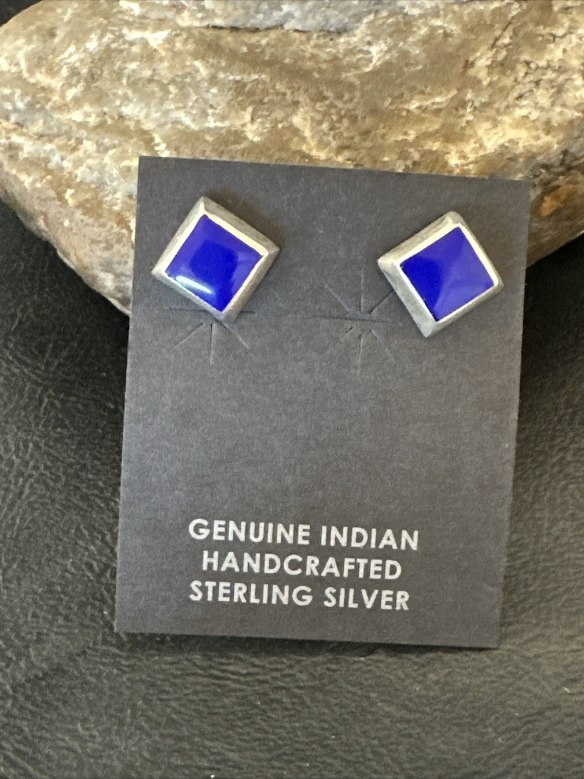 Blue Lapis Sterling Silver  Post Stud Earrings 0.25" 1063