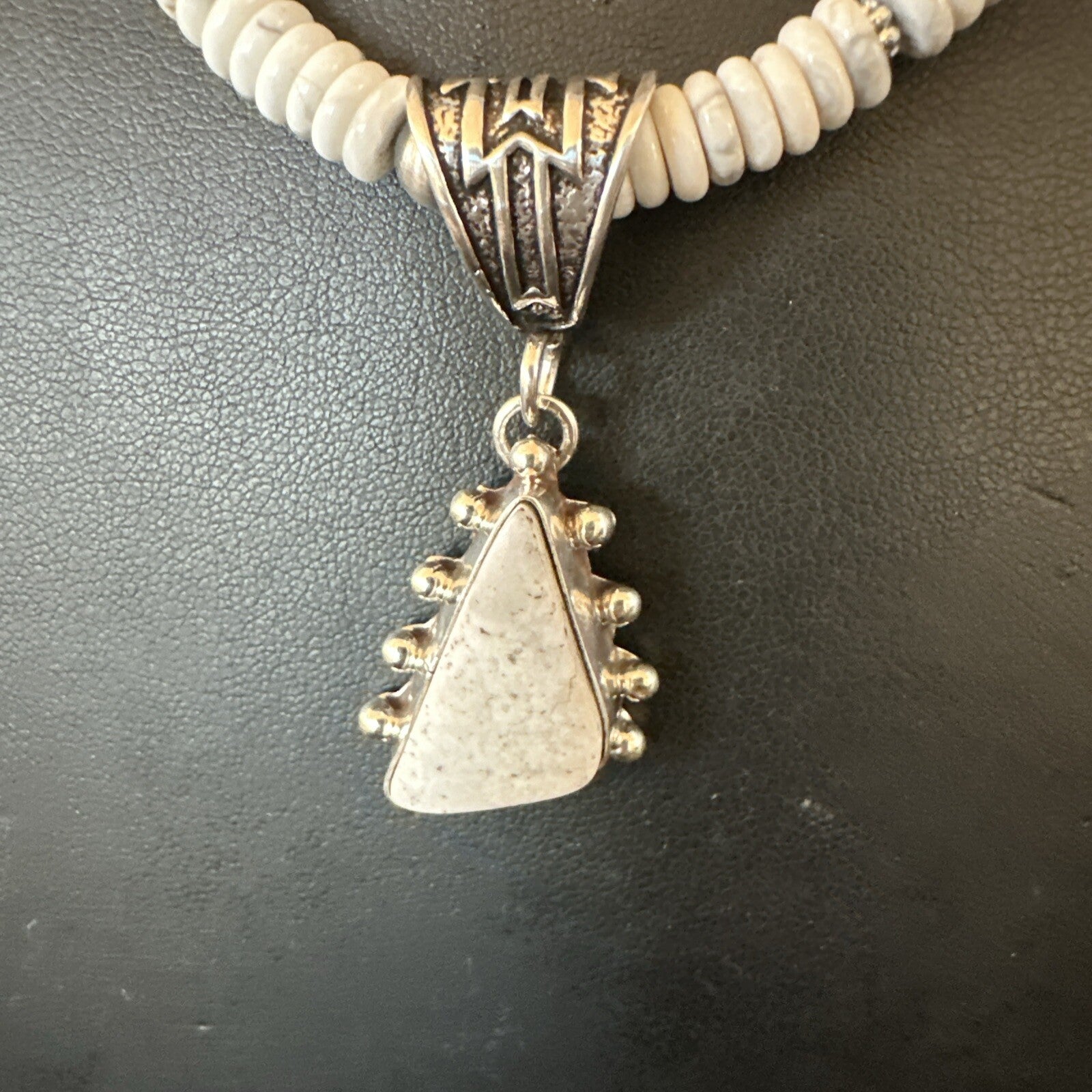 White Buffalo Turquoise Pendant Navajo Pearls Sterling Silver Necklace 22" 18257