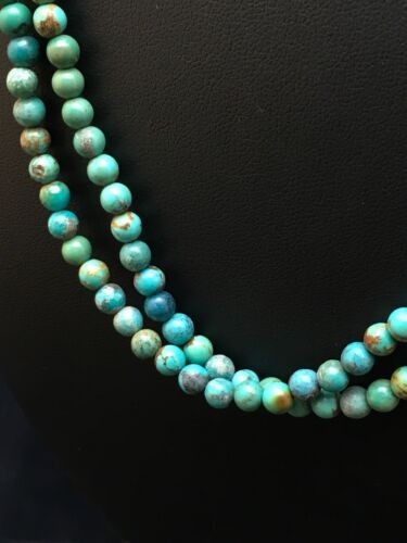 Navajo Blue Turquoise Necklace 2 Strand Sterling Silver 8960