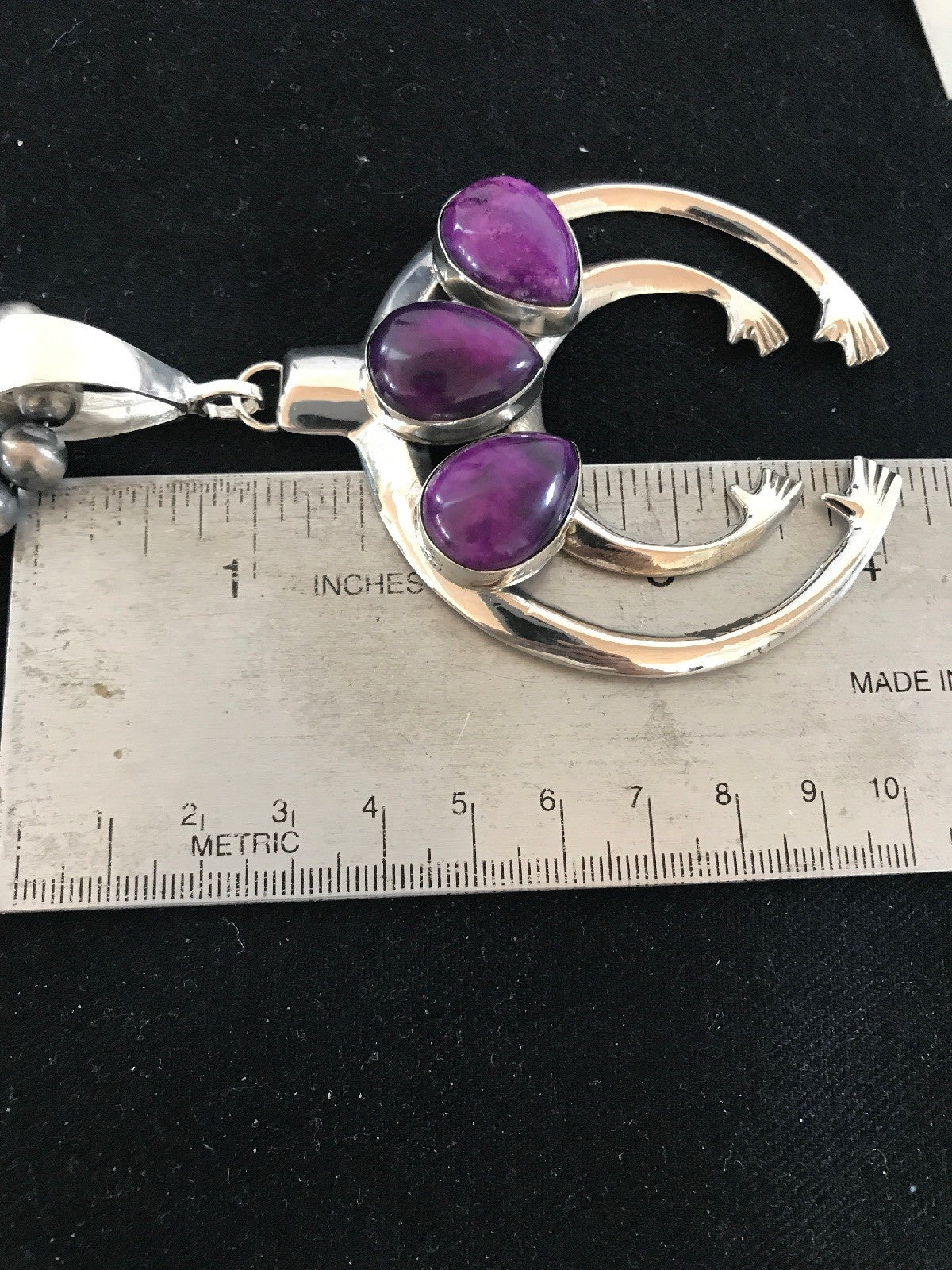 Purple Stone Naja Sterling Silver Beads Necklace Pendant Earring Yazzie 03894